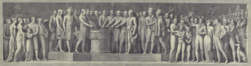 Högtidligt svurande av eden om upprättandet av den cisalpina republiken, 29 juni 1796 av after Andrea Appiani the Elder