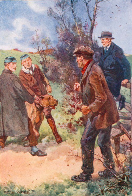 Mannen drog sig tillbaka med ett obehagligt skratt, hans blick fortfarande fäst på hunden av after Archibald Bertram Webb