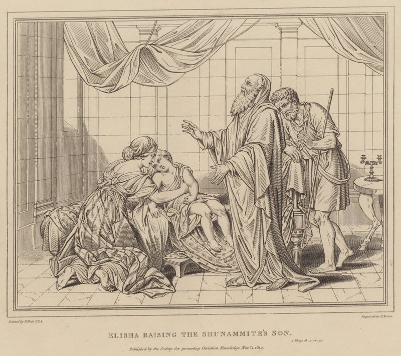 Elisa uppfostrar Sunemites Son, 2 Kungl av after Benjamin West