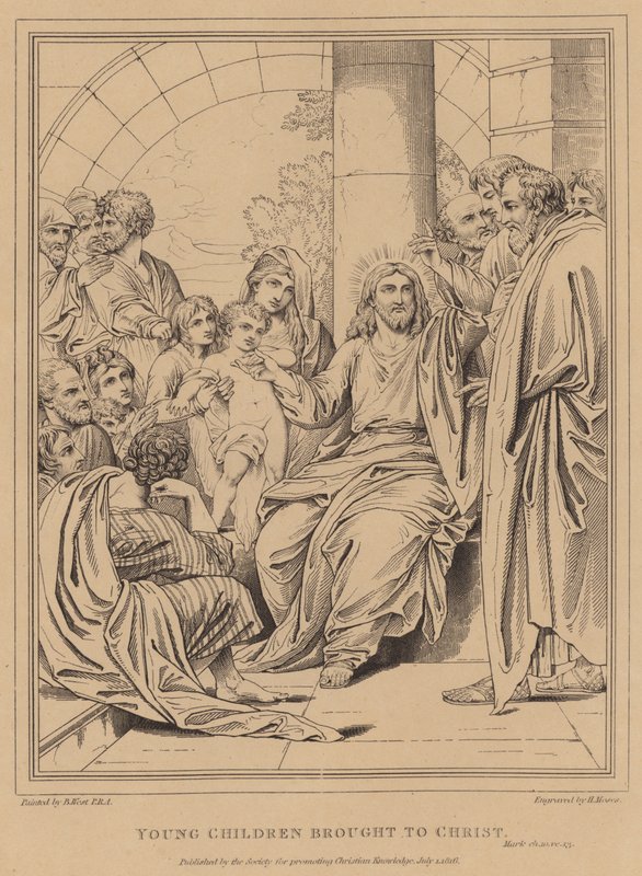Små barn förda till Kristus, Mark av after Benjamin West