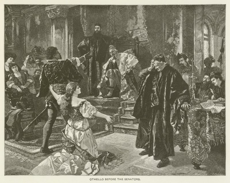 Othello inför senatorerna av after Carl Ludwig Friedrich Becker