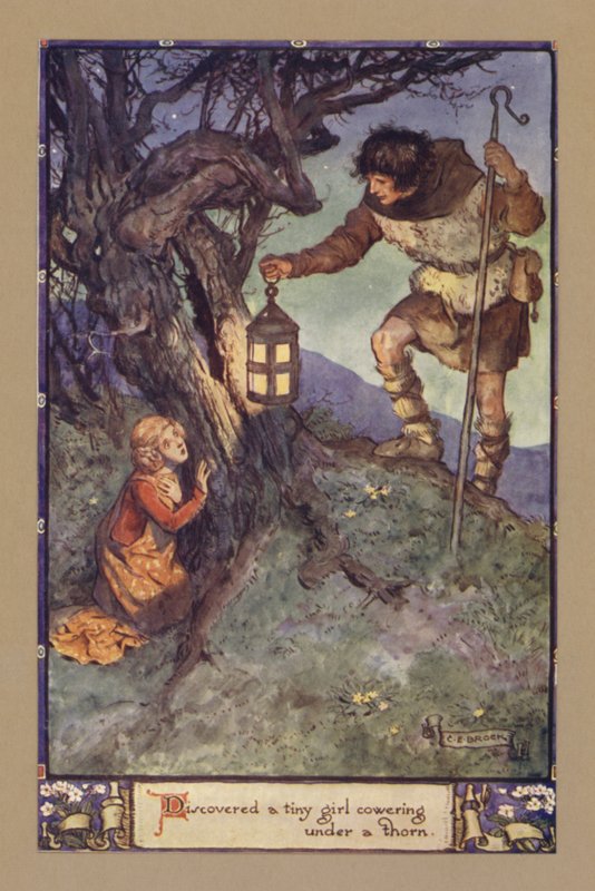 Upptäckte en liten flicka som kryper under en tagg av after Charles Edmund Brock