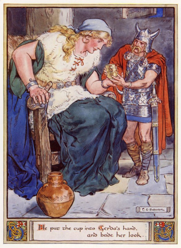 Han lade bägaren i Gerdas hand och bad henne titta av after Charles Edmund Brock