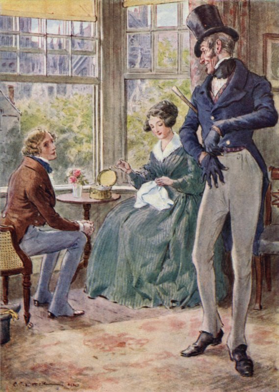Pen pratar med Emily i Kaptens salongen av after Charles Edmund Brock