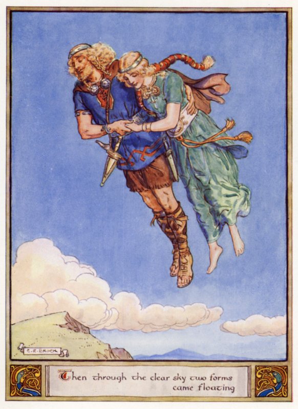 Sedan kom två former flytande genom den klara himlen av after Charles Edmund Brock