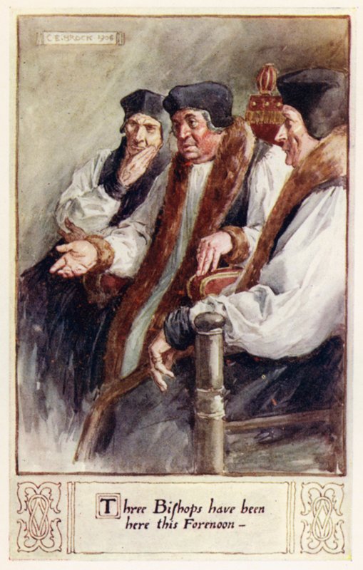 Tre biskopar har varit här på förmiddagen av after Charles Edmund Brock