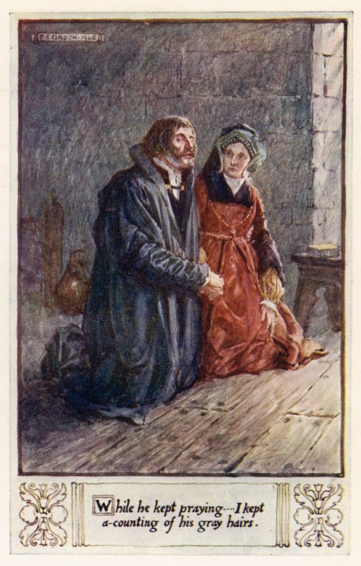 Medan han fortsatte att be, fortsatte jag att räkna hans gråa hårstrån av after Charles Edmund Brock
