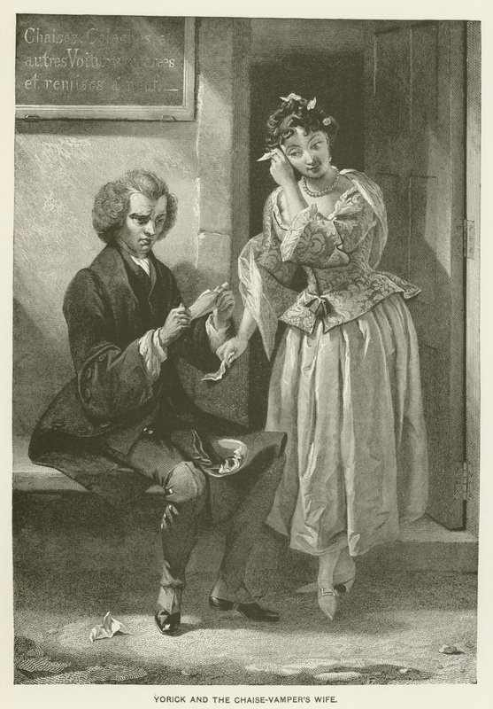 Yorick och Chaise-Vampers fru av after Charles Robert Leslie