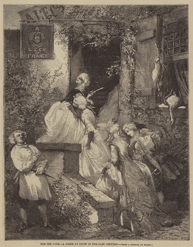The Inn Door, a Scene at Dijon in the Last Century  av after Edmond Morin
