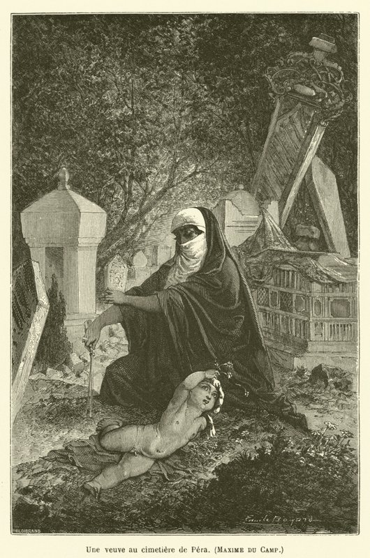 En änka på Pera-kyrkogården, Maxime du Camp av after Emile Antoine Bayard