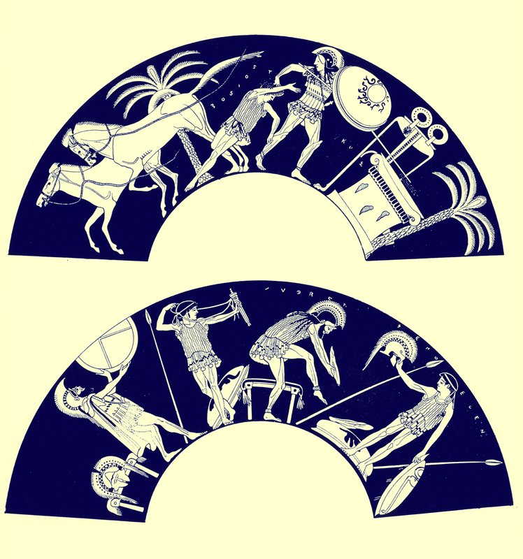 The Death of Troilos, illustration från grekiska vasmålningar av J. E. Harrison och D. S. MacColl, publicerad 1894 (digitalt förbättrad bild) av after English School