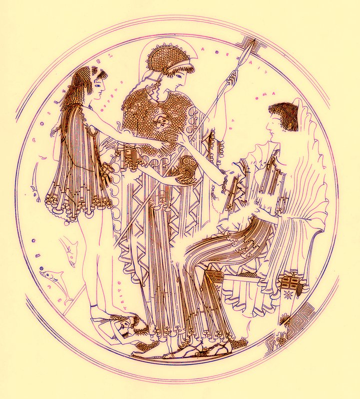 Theseus and Amphitrite, illustration från grekiska vassmålningar av J. E. Harrison och D. S. MacColl, publicerad 1894 (digitalt förbättrad bild) av after English School