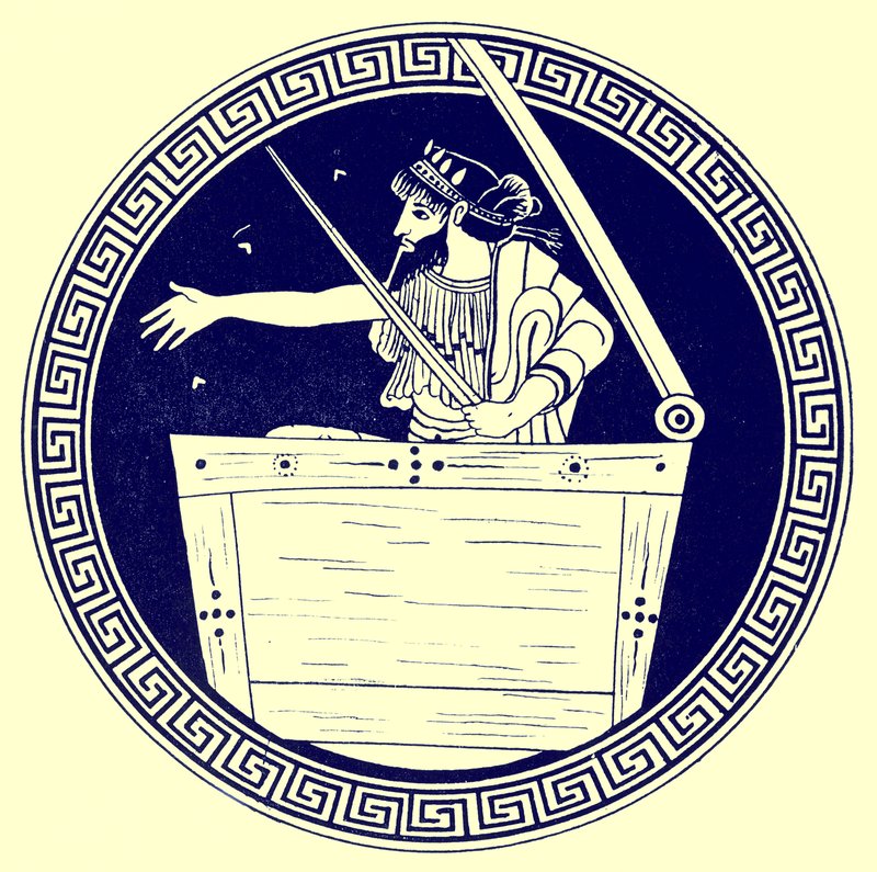 Thomas i bröstet, illustration från Greek Vase Paintings av J. E. Harrison och D. S. MacColl, publicerad 1894 (digitalt förbättrad bild) av after English School
