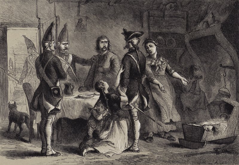 Beväring av tyska soldater för tjänst i Amerika av after Felix Octavius Carr Darley