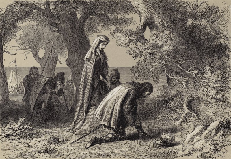 Thorfinn och Gudrid på Vinelands strand av after Felix Octavius Carr Darley