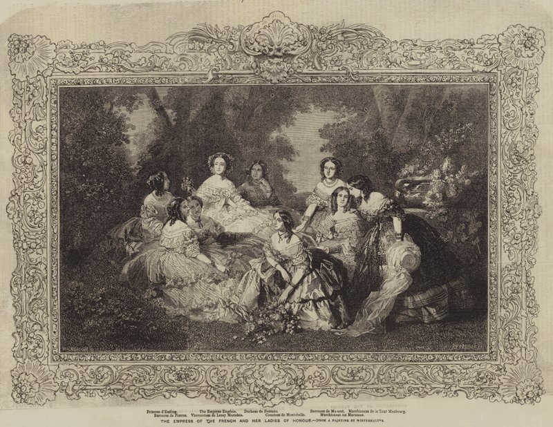 Fransmännens kejsarinna och hennes hedersdamer av after Franz Xaver Winterhalter