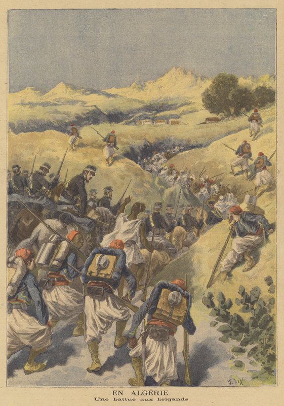 Franska trupper på jakt efter banditer i Algeriet av after Frederic Theodore Lix