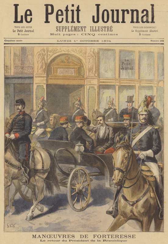 President Casimir-Perier återvänder från att titta på den franska arméns manövrar av after Frederic Theodore Lix