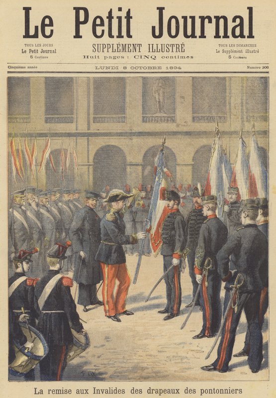 Flaggorna för det upplösta 2:a regementet av Artillerie-Pontonniers lämnas in i Les Invalides av after Frederic Theodore Lix
