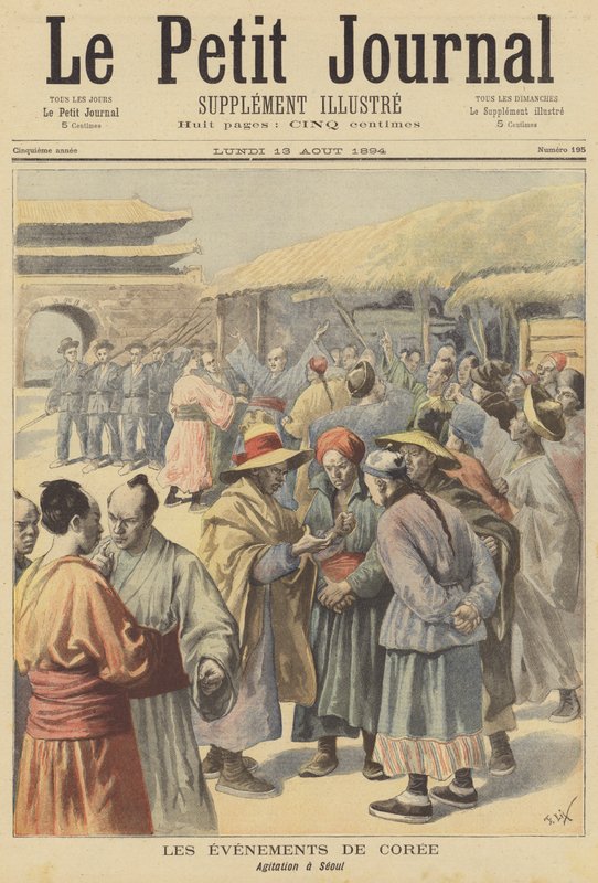 Oroligheter i Seoul, Korea av after Frederic Theodore Lix