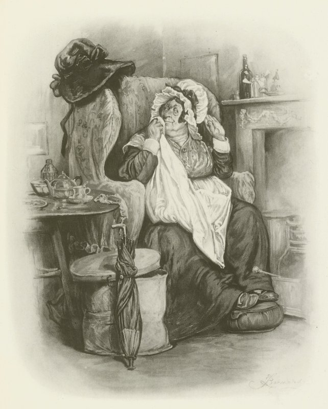 Fru Gamp av after Frederick Barnard