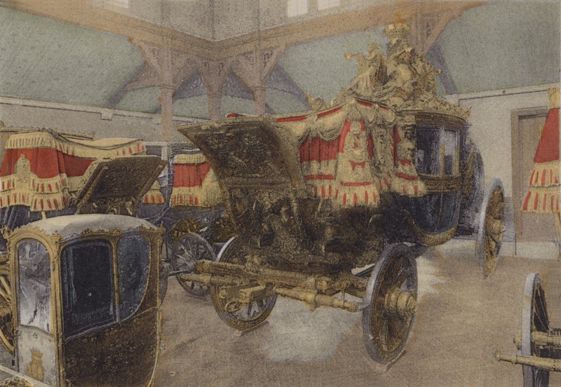 Carriage of Charles X Coronation, 1825, Carriage of Charles X Coronation (färgad bild) av after French Photographer