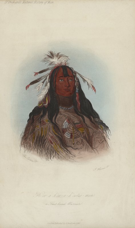 H?co-a-h?co-a-h?cotes-min, A Flat Head Warrior (akvatint) av after George Catlin