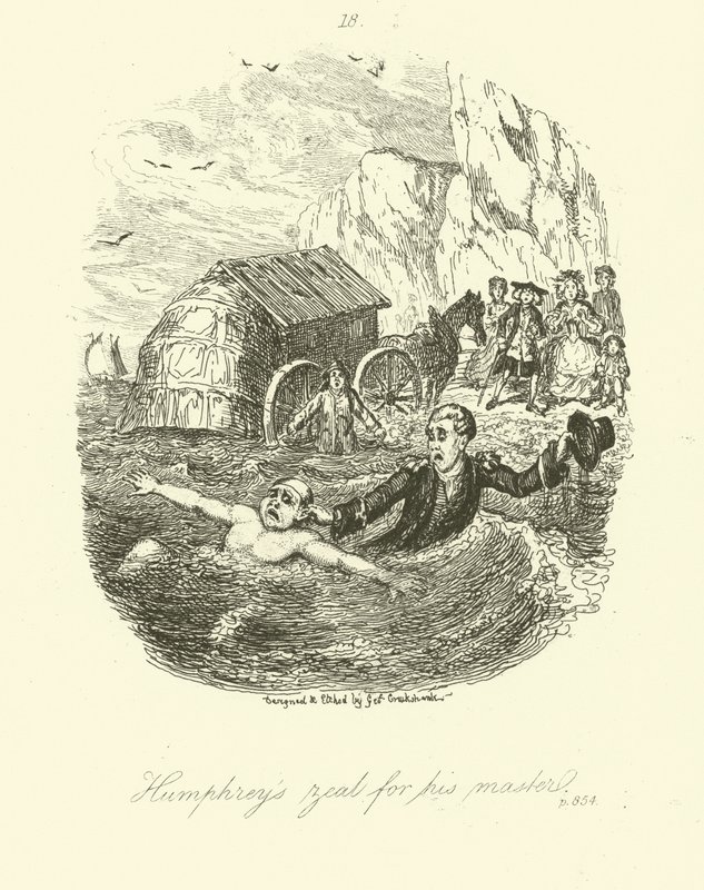 Illustration för Humphry Clinker av Tobias Smollett av after George Cruikshank