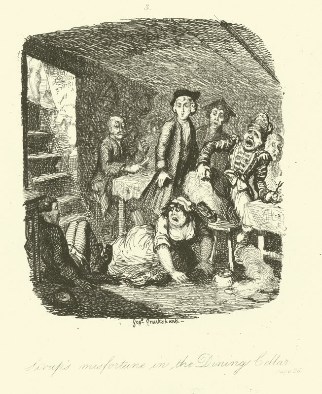 Illustration för Roderick Random av Tobias Smollett av after George Cruikshank