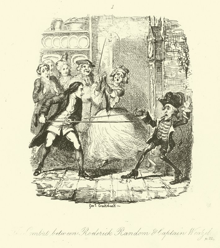 Illustration för Roderick Random av Tobias Smollett av after George Cruikshank