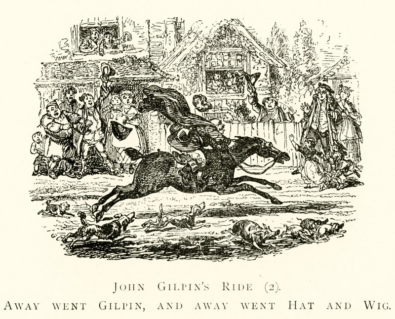 John Gilpins Ride (2), Away gick Gilpin, och bort gick Hat and Wig av after George Cruikshank