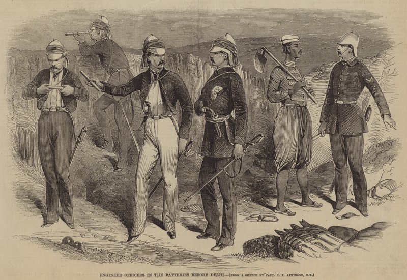 Ingenjörsofficerare i batterierna före Delhi av after George Francklin Atkinson