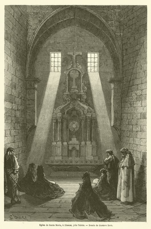 Kyrkan Santa Maria, i Illescas, nära Toledo av Gustave after Dore