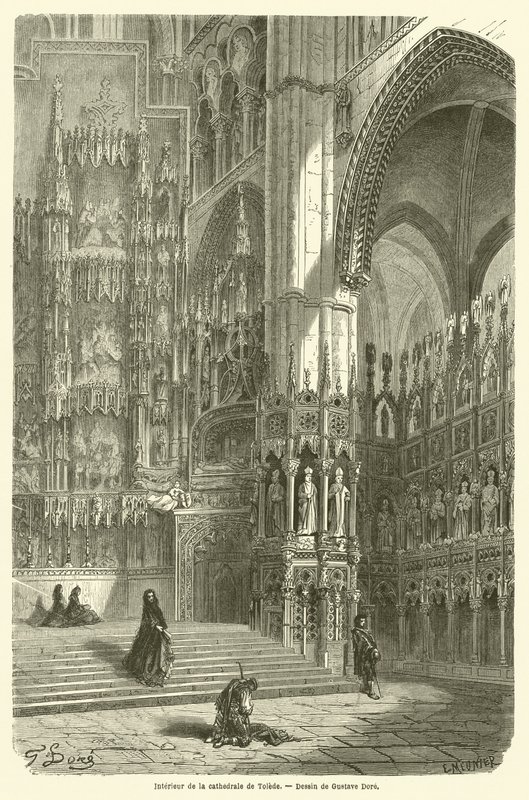 Interiör av katedralen de Tolede av Gustave after Dore