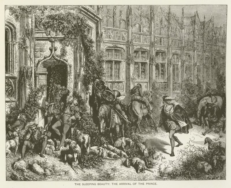 Törnrosan, prinsens ankomst av Gustave after Dore