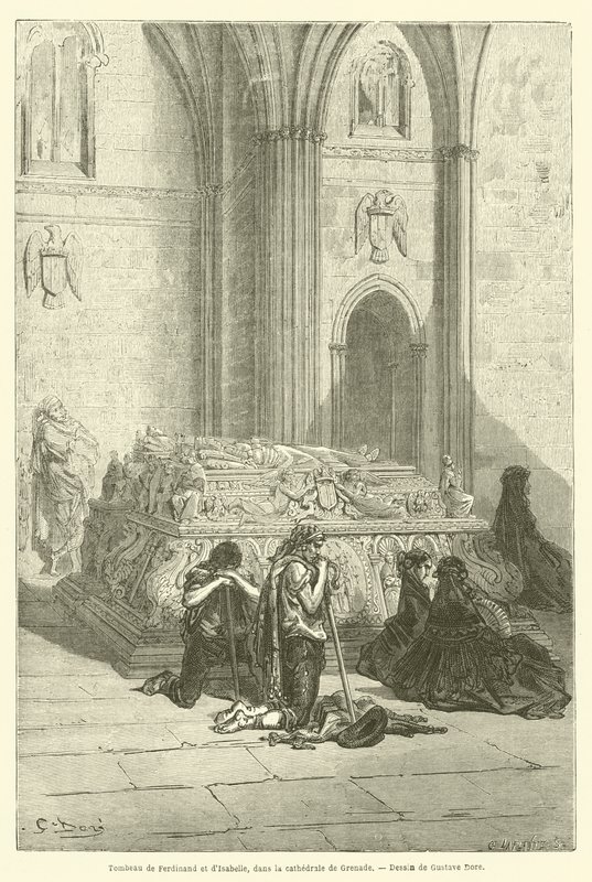 Ferdinands och Isabellas grav i katedralen i Granada av Gustave after Dore