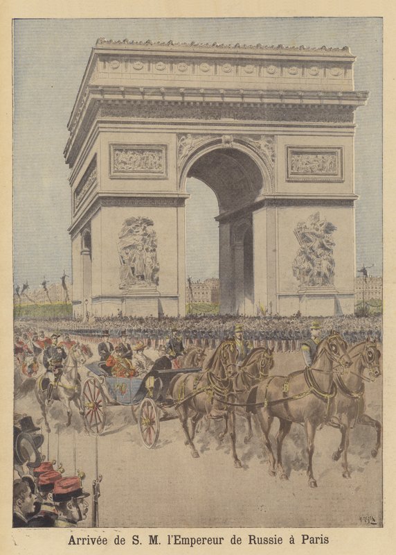 Ankomst av tsar Nicholas II av Ryssland i Paris av after Henri Meyer