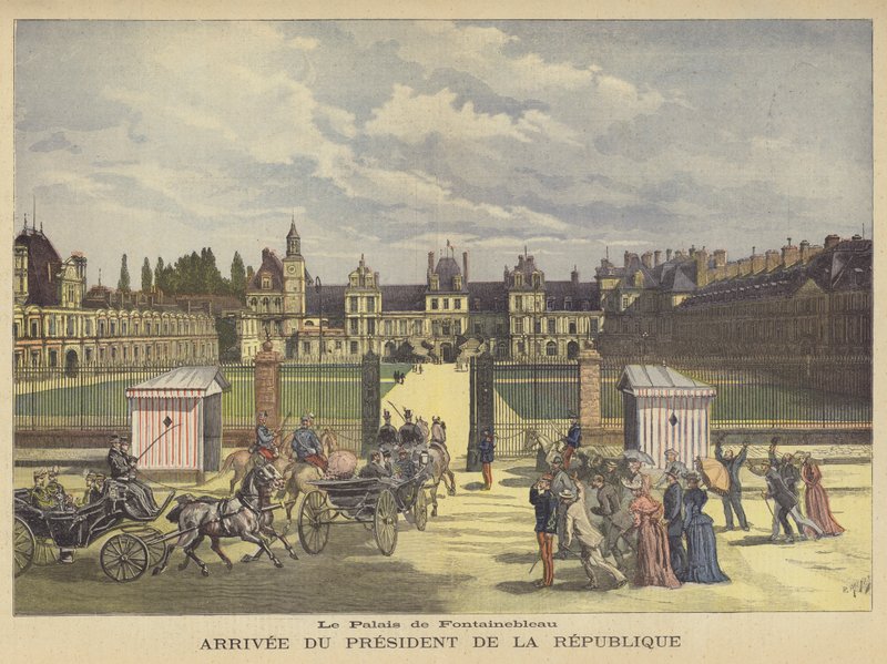 Frankrikes presidents ankomst till Palais de Fontainebleau av after Henri Meyer