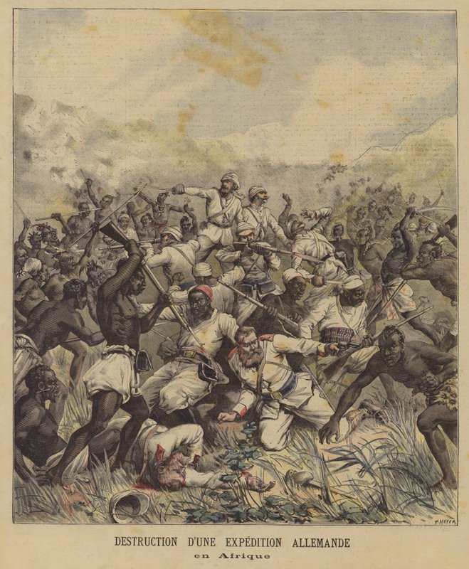 Förstörelse av en tysk expedition i Afrika av after Henri Meyer