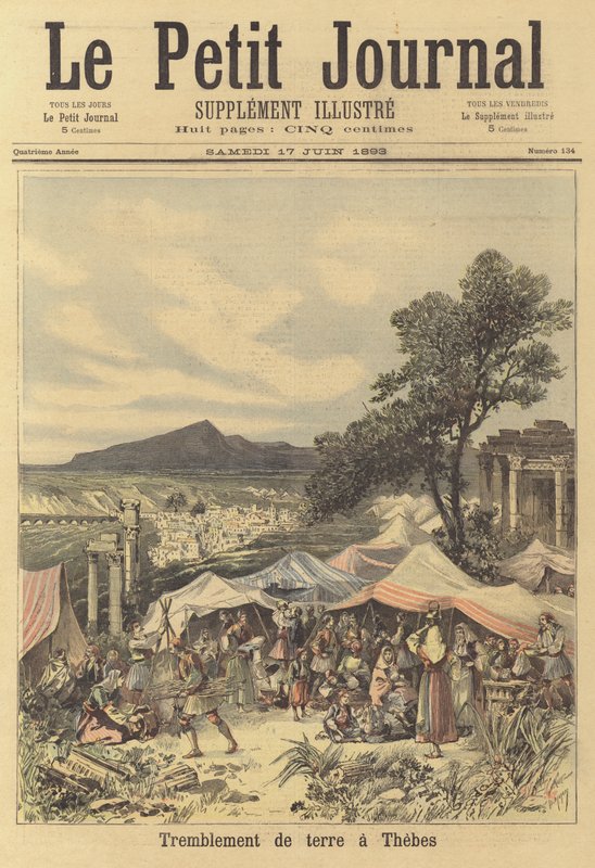 Jordbävning i Thebe, Grekland av after Henri Meyer