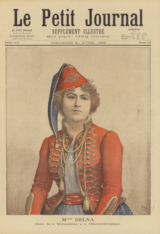 Marie Delna i Vivandiere på Opera-Comique av after Henri Meyer