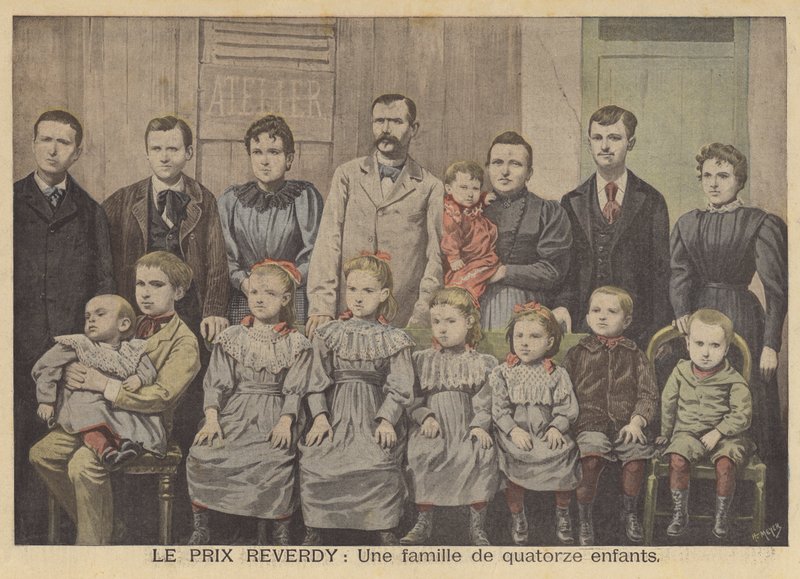 Mottagare av Reverdy-priset. Familjen Vandenbrouch och deras fjorton barn av after Henri Meyer