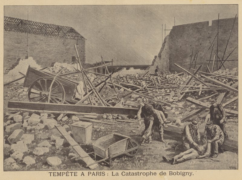 Stormskador i Bobigny, Paris av after Henri Meyer