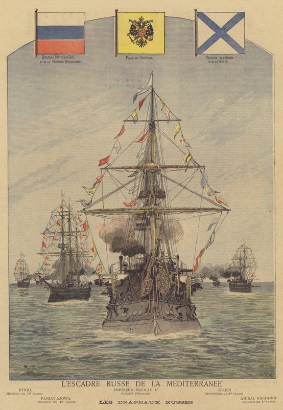 Den ryska flotta skvadronen i Medelhavet av after Henri Meyer