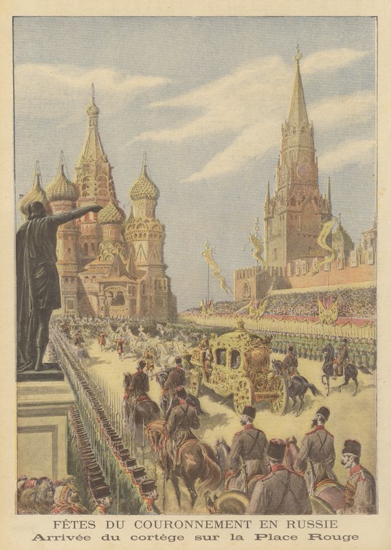 Kröningen av tsar Nicholas II och tsarina Alexandra av Ryssland av after Henri Meyer