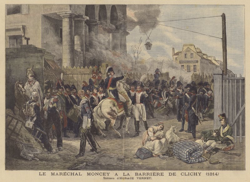 Marskalk Moncey vid Clichy Gate 1814 av after Horace Vernet