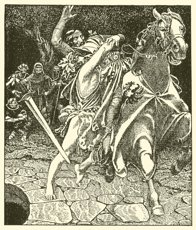 Sir Kay och skogsgalningen av after Howard Pyle