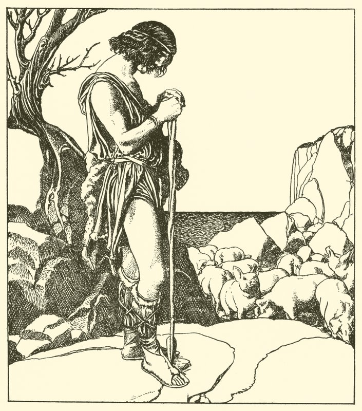 Sir Lamorack vallar Sir Nabons svin av after Howard Pyle