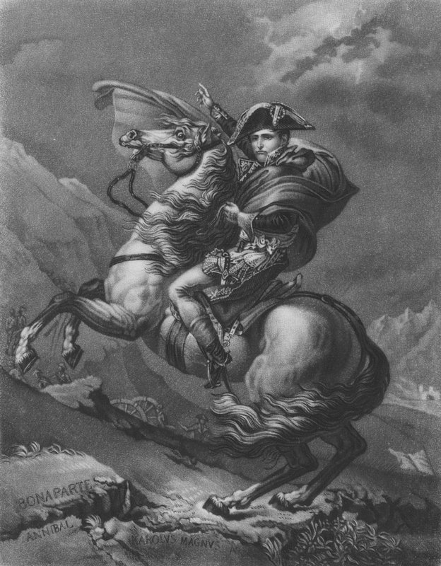 Napoleon Bonaparte korsar Alperna av after Jacques Louis David