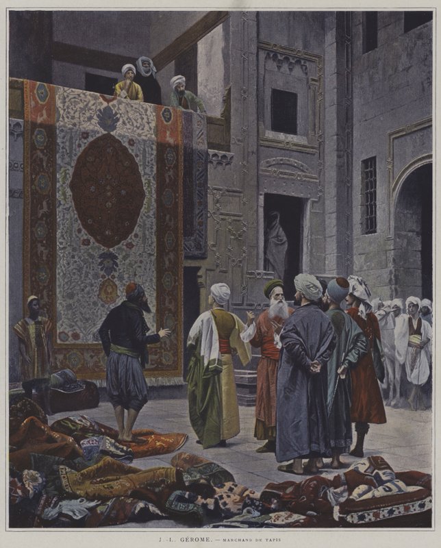 Mattförsäljare i Kairo av after Jean Leon Gerome